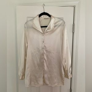 Vintage White Satin Blouse